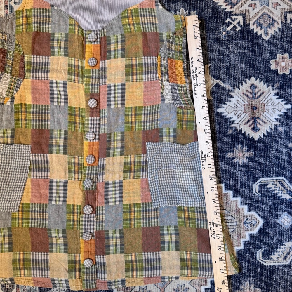 Lucca Cottagecore Patchwork Sleeveless Dress With Pockets 100% Cotton Size M - Picture 10 of 10
